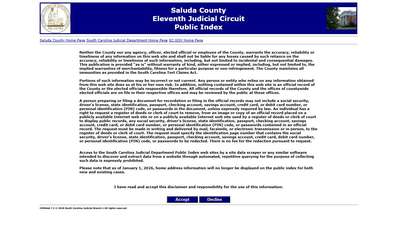 Saluda County Public Index court record search portal